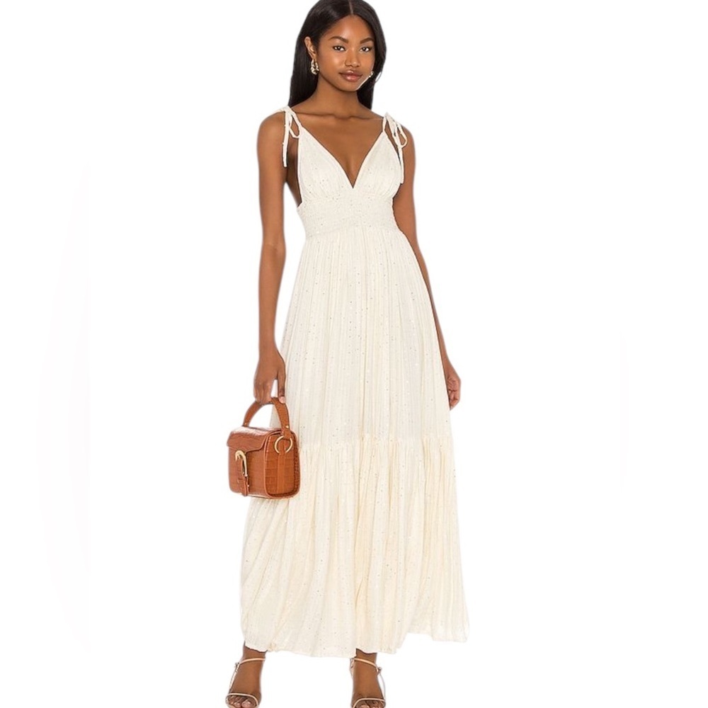 Sundress Yolanda Maxi Dress in St Barth Coconut with Silver Sequins Size L or 10